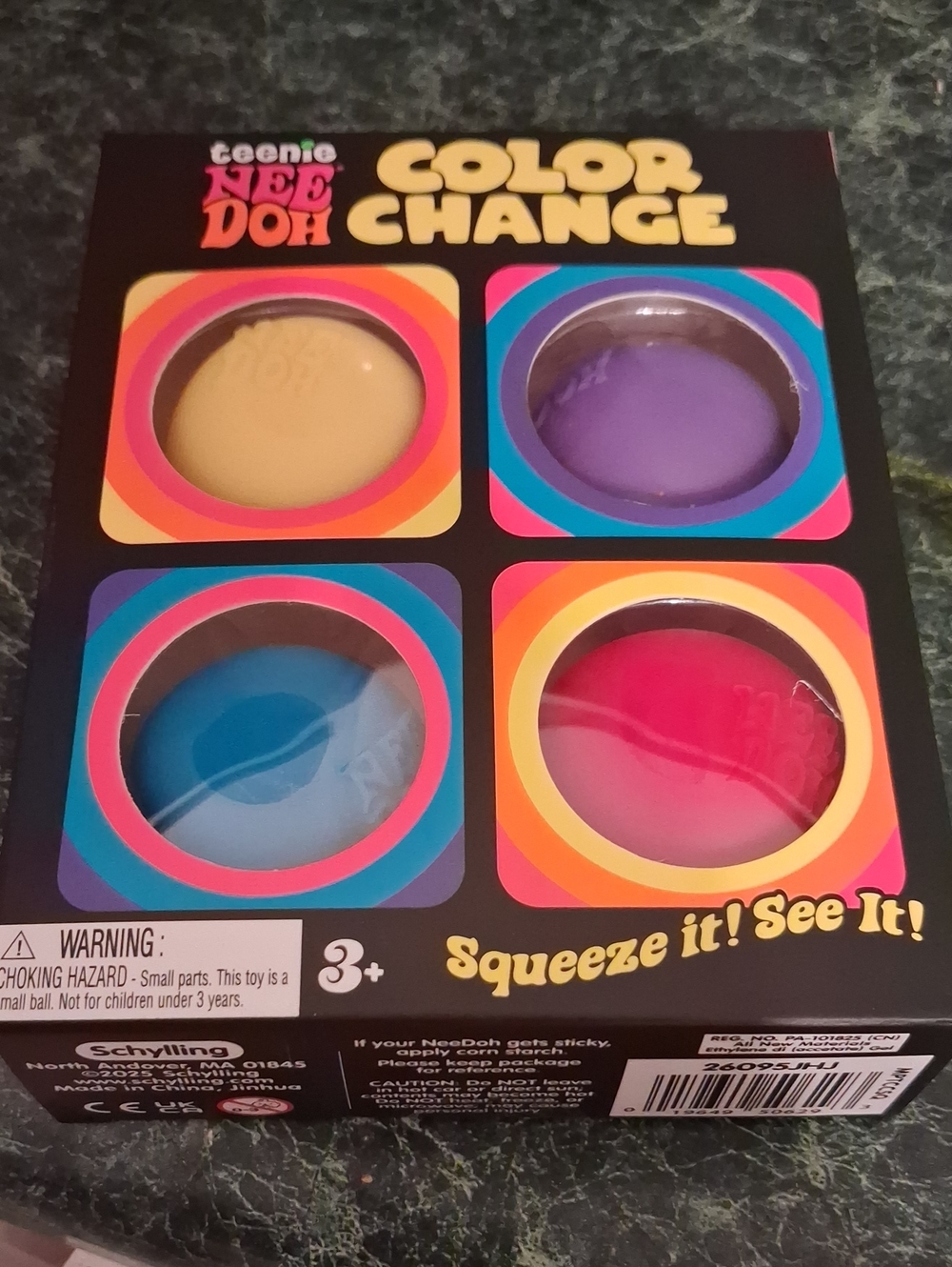 Teenie NeeDoh Color Change Sensory Dough Set - Yellow, Purple, Blue, Pink